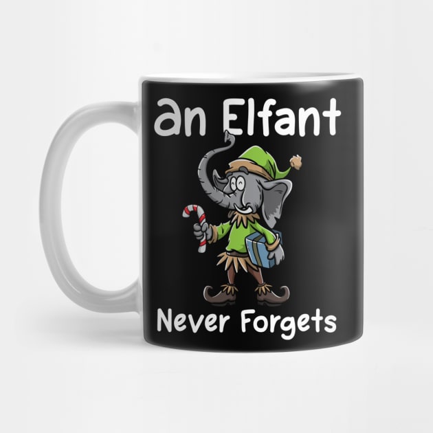 Christmas Elephant Funny Elf Costume An Elfant Never Forgets by TellingTales